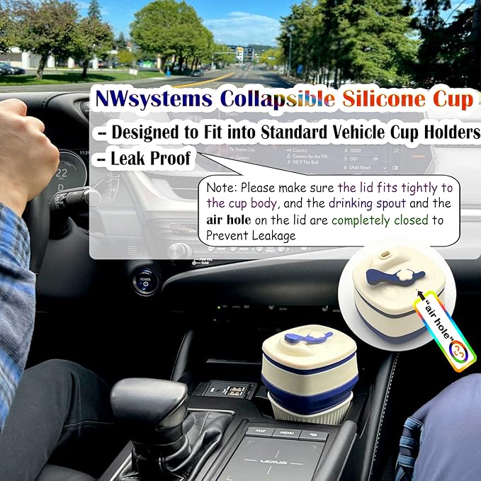 Collapsible Silicone Cup, Safe & Portable, for Hot & Cold Drinks, 18.6 oz (550 ml) - Travel, Camping, Office, and More – Navy Blue