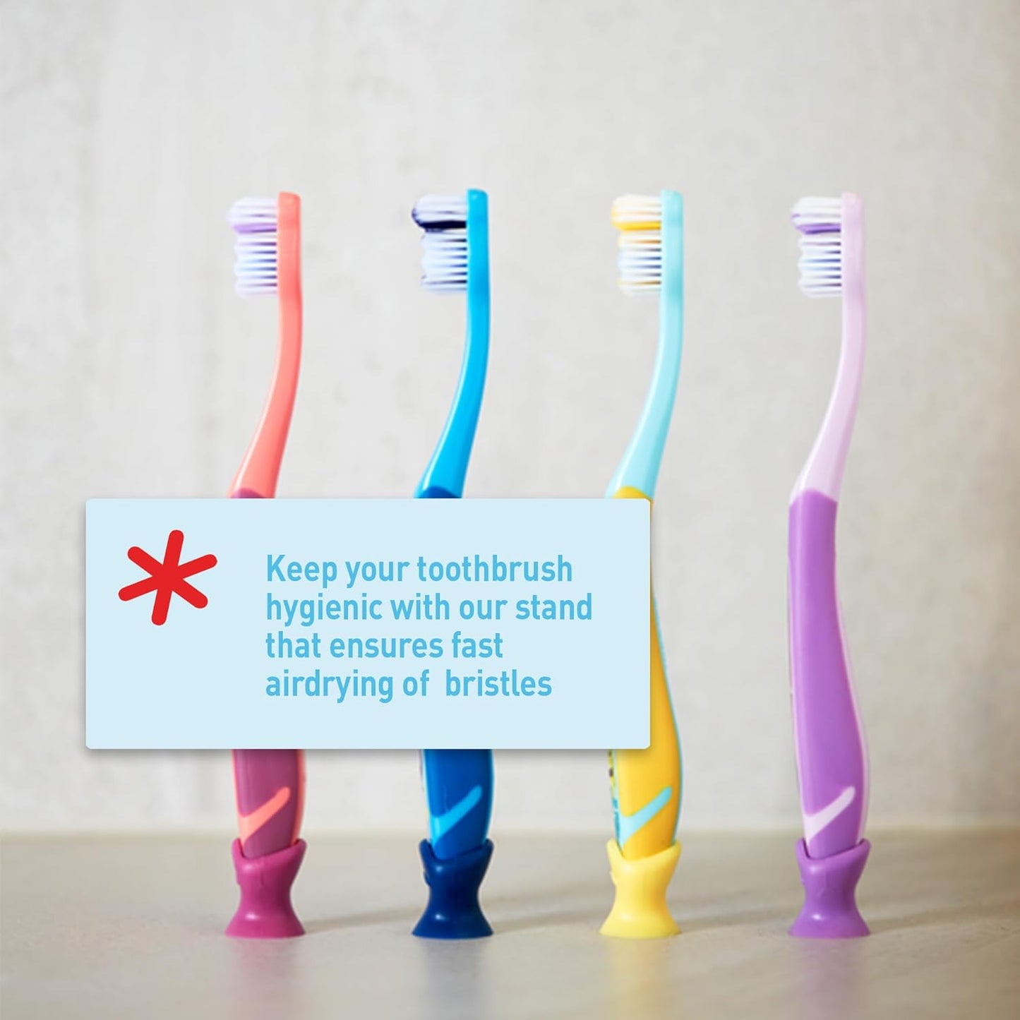 Jordan* Kids Toothbrush | 6-9 Years, Soft Bristles, BPA Free | 4 Pack | Blue & Pink Step 3