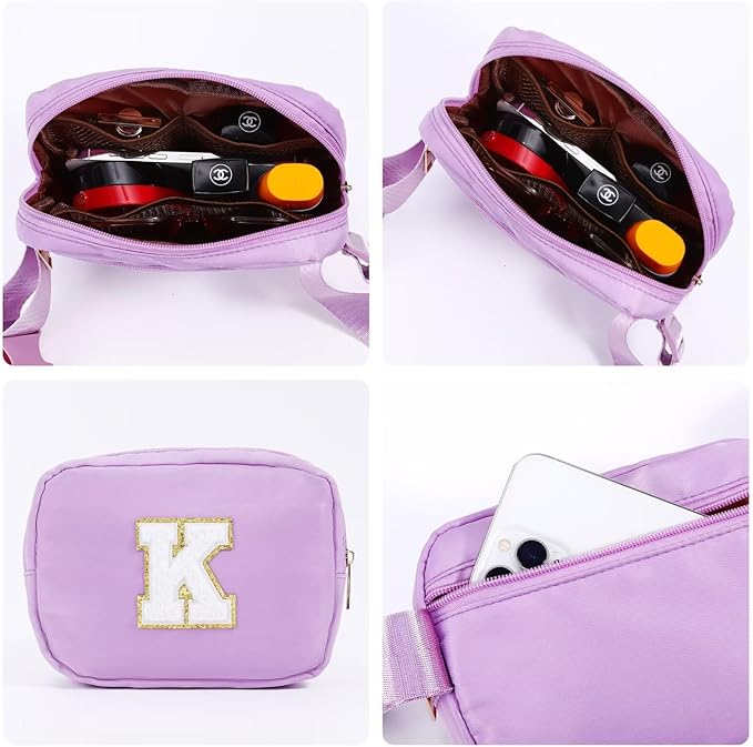 YOOLIFE Birthday Gifts for 4 5 6 7 8 9 10 11 12 13 14 Year Old Girls - Initial Fanny Pack Belt Bag Purse for Girls Teens Daughter Sister Niece, Personalized Trendy Stuff for Teen Girl Kids | Purple N