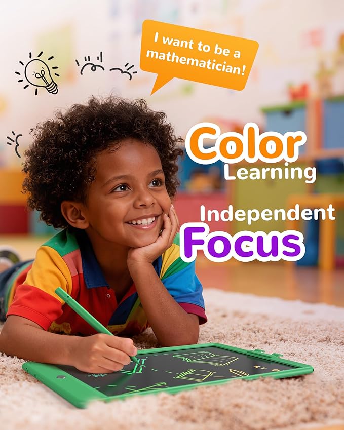 KOKODI LCD Writing Tablet, 10 Inch Colorful Toddler Doodle Board Drawing Tablet, Erasable Reusable Electronic Drawing Pads, Educational and Learning Toy for 3-6 Years Old Boy and Girls(Green)