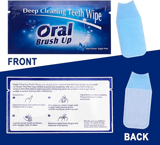 Mint-Flavored Oral Finger Wipes Teeth Whitening Wipes Oral Cleaning Wipe (Dark Blue, 120 Pcs)