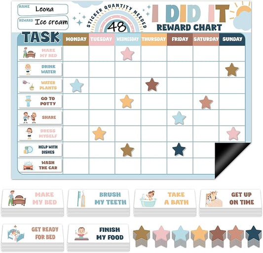 Magnetic Reward Chart for Kids at Home Boho Rainbow I Did It Motivate Behavior Reward Chart System Magnetic Behavior Tracker Boho Incentive Chore Pad to Develop Responsibility and Good Habits