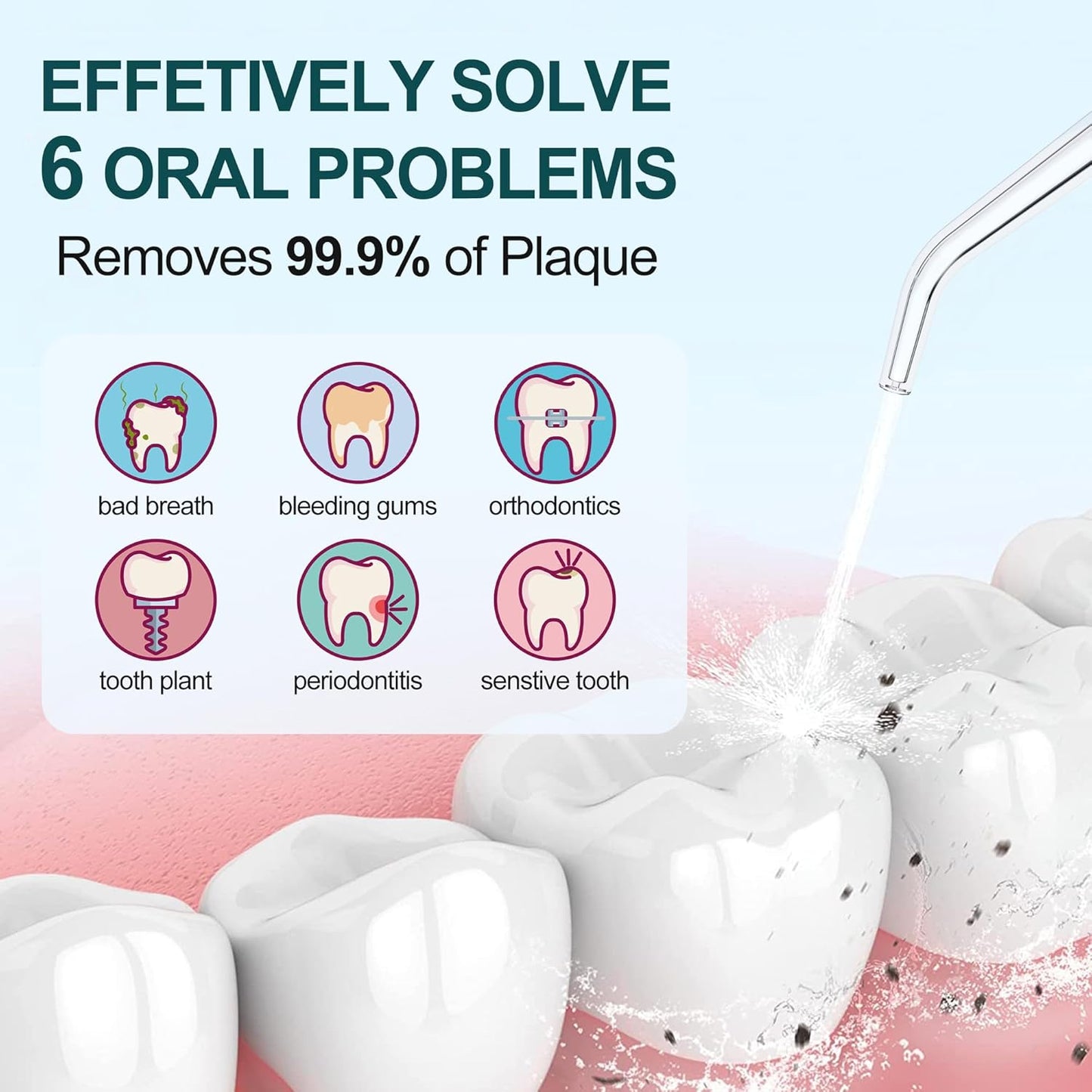 Water Dental Flosser OLED Display Cordless Teeth Cleaning MOCEL 5 Modes Oral Irrigator 300ML Portable and USB C Rechargeable IPX7 Waterproof Floss Teeth Pick (Green)