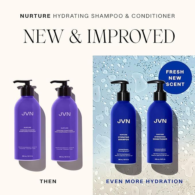 JVN Nurture Hydrating Conditioner, 10 Fl Oz, Detangles & Softens Hair, Moisture and Deeply Nourishing Conditioner, Color Safe Hair Care for Women and Men, Non-Toxic, Silicone and Paraben Free