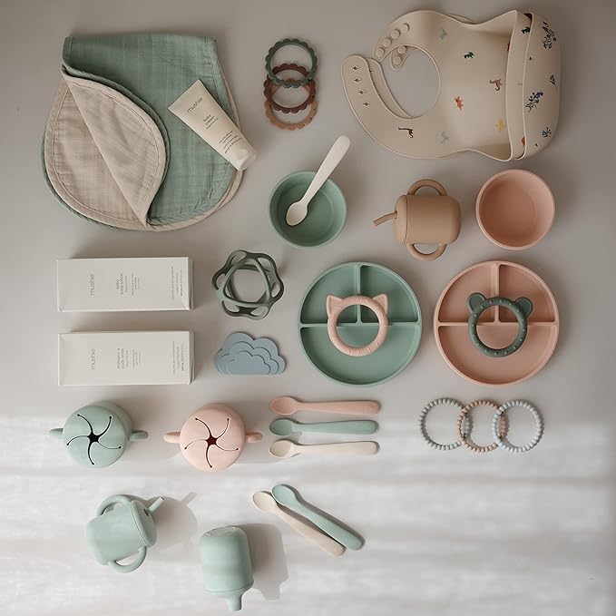 mushie 100% Silicone Training Cup & Straw for Toddlers | 6 Months+ (Blush)