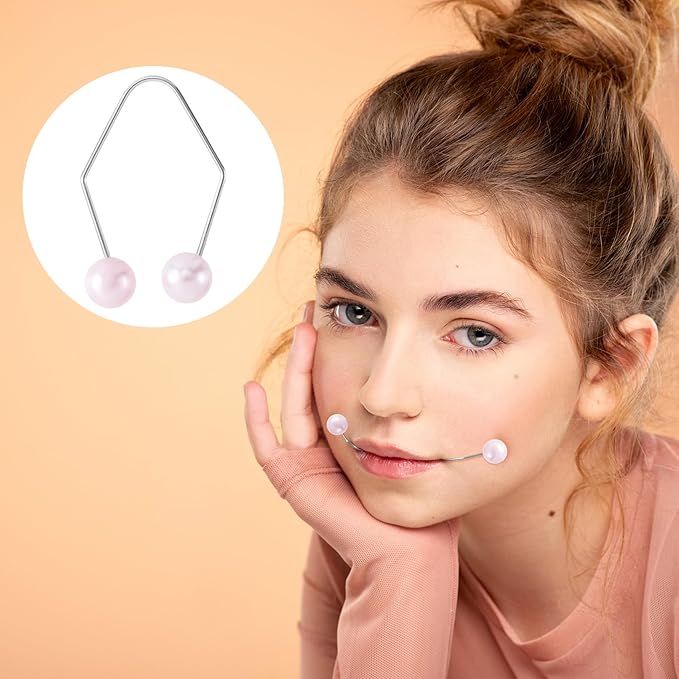 2pcs Natural Dimple Maker for Cheeks, Pink Facial Muscle Dimple Trainer Shaper, Facial Exerciser Tools for Beautiful Smile