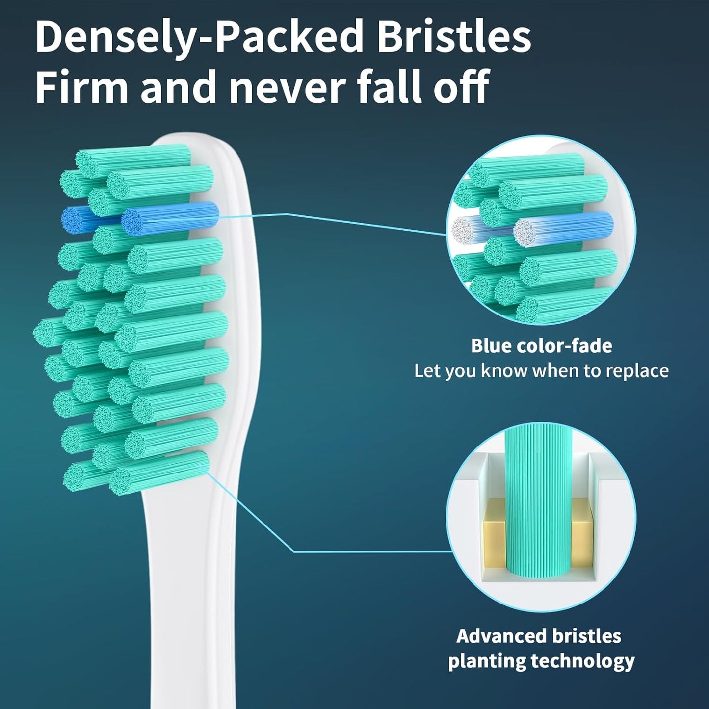 Replacement Heads for Philips Sonicare, Toothbrush Replacement Head Compatible with Phillips Sonicare E-Series Screw-on Handles for Essence, Advance, Elite, CleanCare, Extreme, 6 Pack