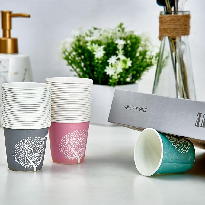 LITOPAK 300 Pack 3 oz Disposable Bathroom Cups, Colorful Small Disposable Paper Cups for Parties, Picnics, Barbecues, Travel and Events