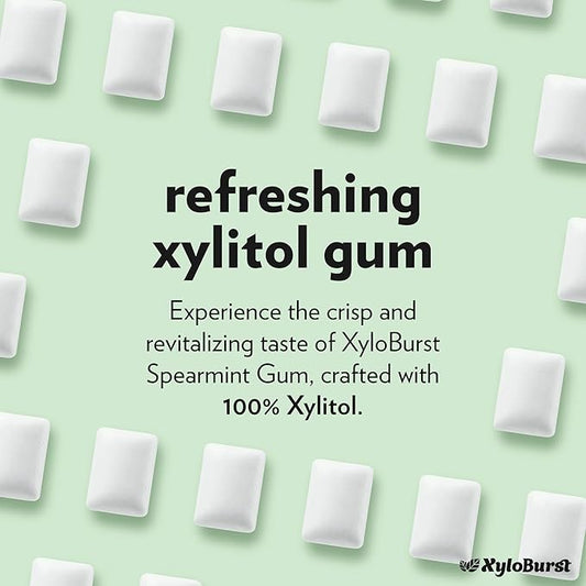XyloBurst Gum | Xylitol Chewing Gum | Sugar Free, Gluten Free, Keto Friendly | Aspartame Free Gum For Oral Health | Spearmint | 500-Count Bag
