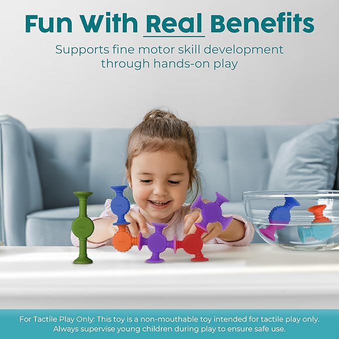 BUNMO Stocking Stuffers for Kids - Toddler Suction Bath Toys - Connect, Build, Create - Toddler Stocking Stuffers - Fine Motor Skills - Stimulating Sensory Fun - Color Changing 10pk