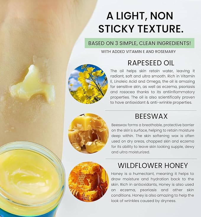 Beesalene Original Unpetroleum - 100% Natural & Hypoallergenic Alternative to Petroleum Jelly - Lips, Hands, Baby, Makeup Remover and More (4 Ounce)