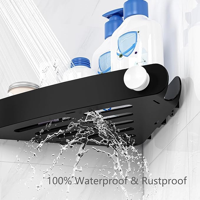 Sotfamily Shower Caddy Corner, 4 Pack Adhesive Corner Shower Shelves for Bathroom Organizers and Storage, Rust Free Plastic Rack for Bathroom Accessories & Decor, Black