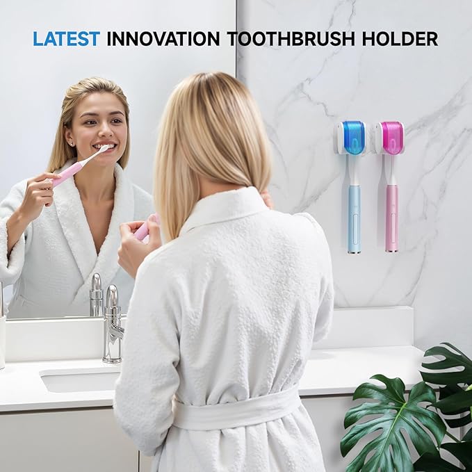 Toothbrush Holders for Bathrooms【Upgrade Single Slot Design】 Toothbrush Holder Wall Mounted with Cover Moisture-Proof and Dust-Proof Toothbrush Storage Organizer for Shower Family and Travel 2PCS