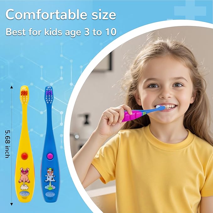 Lily's Home Children’s Funny Farting Toothbrush, Soft Bristles, Minute Electric Brushing Timer, Cute Boy Girl Dentist Prize, Age 3+, Assorted Color Animal Designs