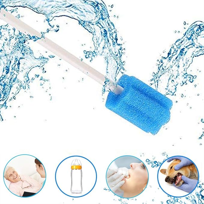 Wellgler's Disposable Oral Swabs,Sterile Sponge Mouth Swabs,Individually Wrapped (50pcs,Blue)