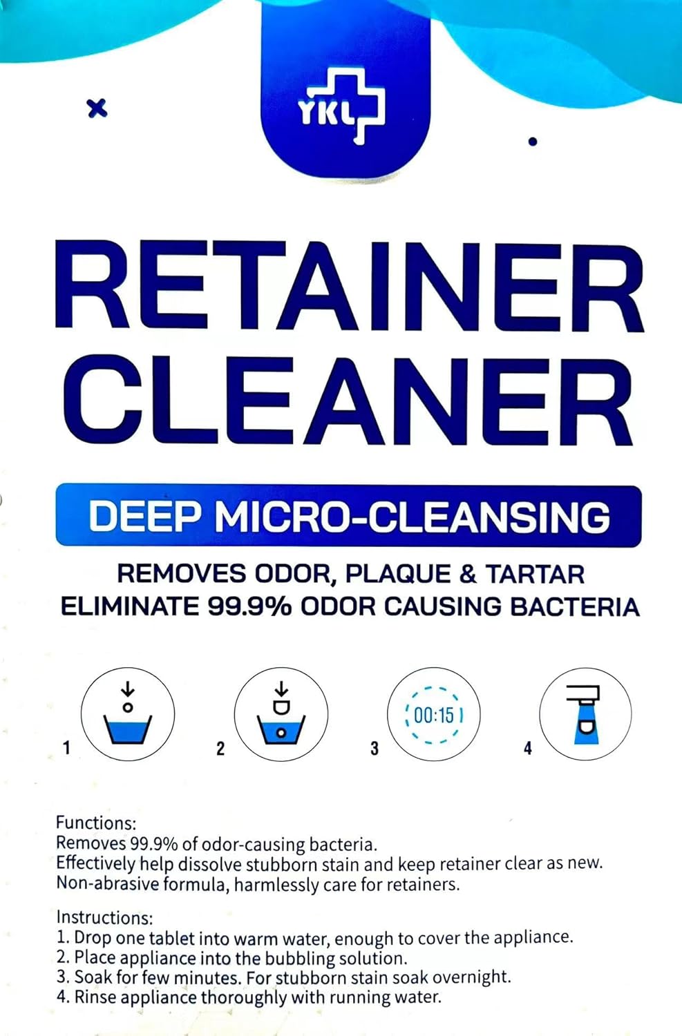 Retainer & Denture Cleaner Tablets - 4 Months Supply (120 pcs) Dental Retainers for Aligner - Mouth & Night Guards - False Teeth Whitening - Removes Odor & Plaque (120 Pcs)