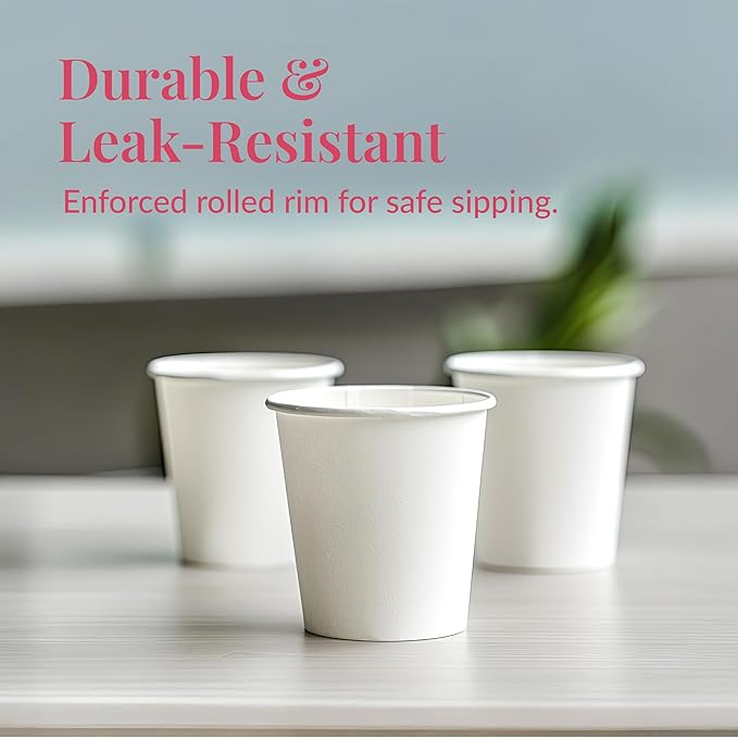 Prestee 500 Pack 3 oz Paper Coffee Cups - Hot Drinking Cups for Coffee, Tea, Snacks or Mouthwash