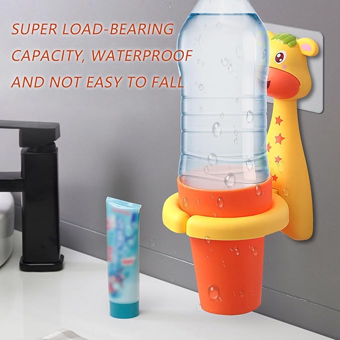 Kids Toothbrushes Holder Animal Tooth Cup Holder,Mouthwash Cup Rack for Children,Wall Mounted Sucker Toothpaste Storage Set Cute Household Toothpaste Rack No Punching Shelf Bracket with Cup (Fawn)