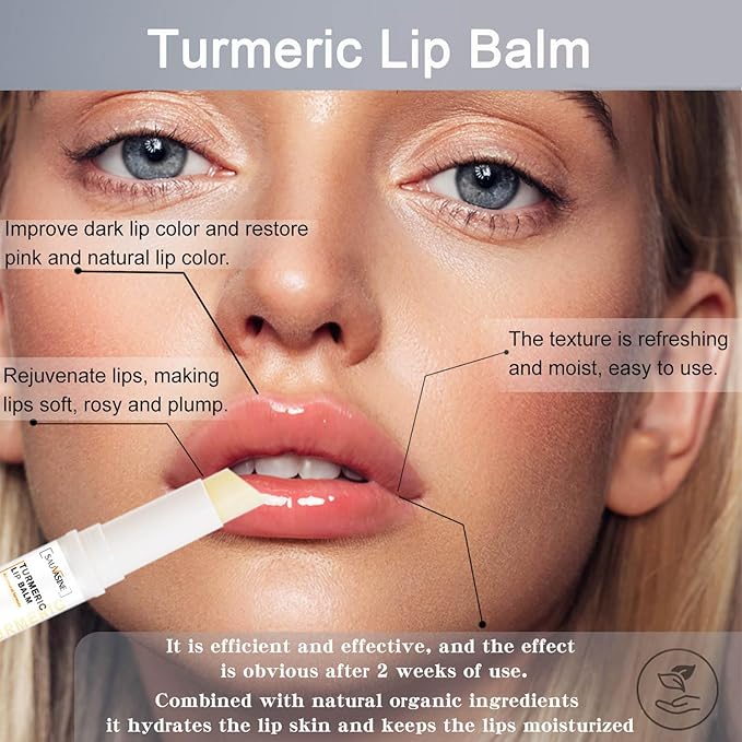 Turmeric Lemon Lip Scrub and Turmeric Lip Balm for Dark Lips to Lighten with Brush Set, 3PCS Lips Scrubber Exfoliator & Blam, Natural Exfoliator & Moisturizer for Dry, Chapped, Reduce Fine Lines