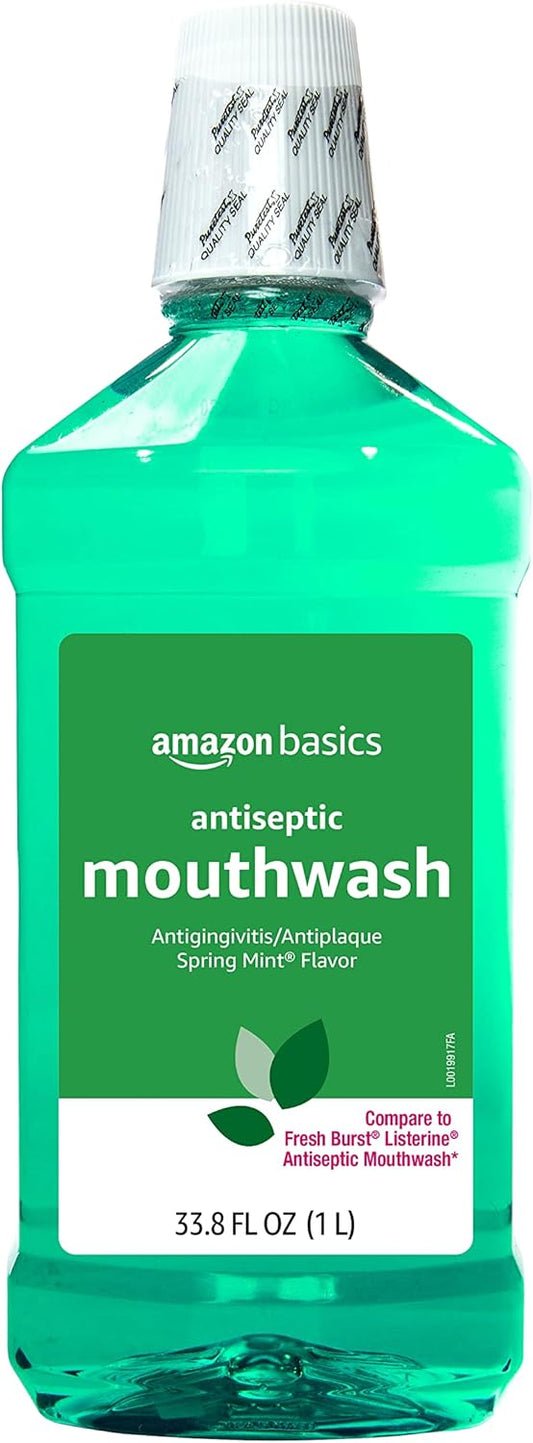 Amazon Basics Antiseptic Mouthwash, Mint, 33.80 Fl Oz, 1 Pack