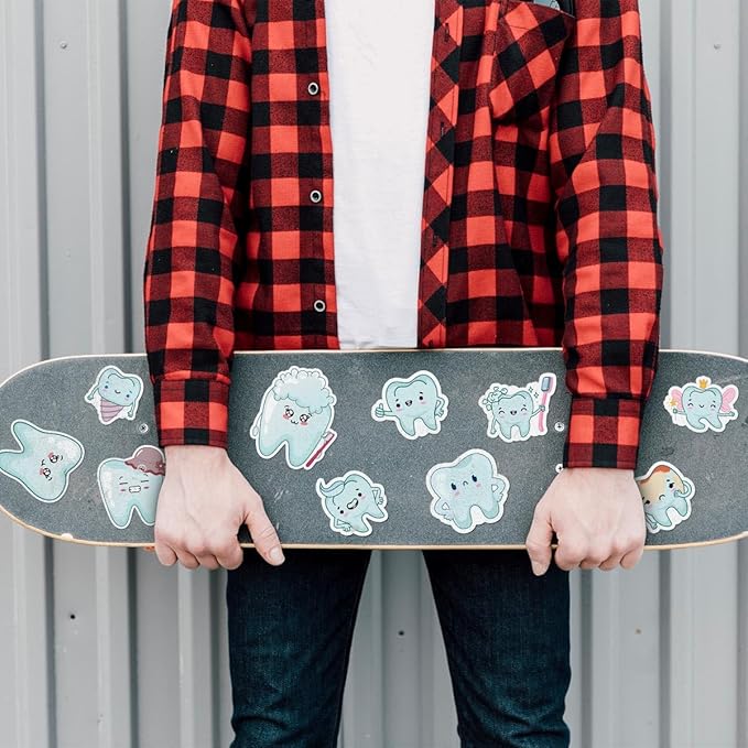 50 Pack Pcs Dental Tooth Stickers for Water Bottles Waterproof Vinyl Laptop Luggage Planner Scrapbooking Dentist Sticker Packs Teens Adults Boys Girls Kids Aesthetic Small Decals