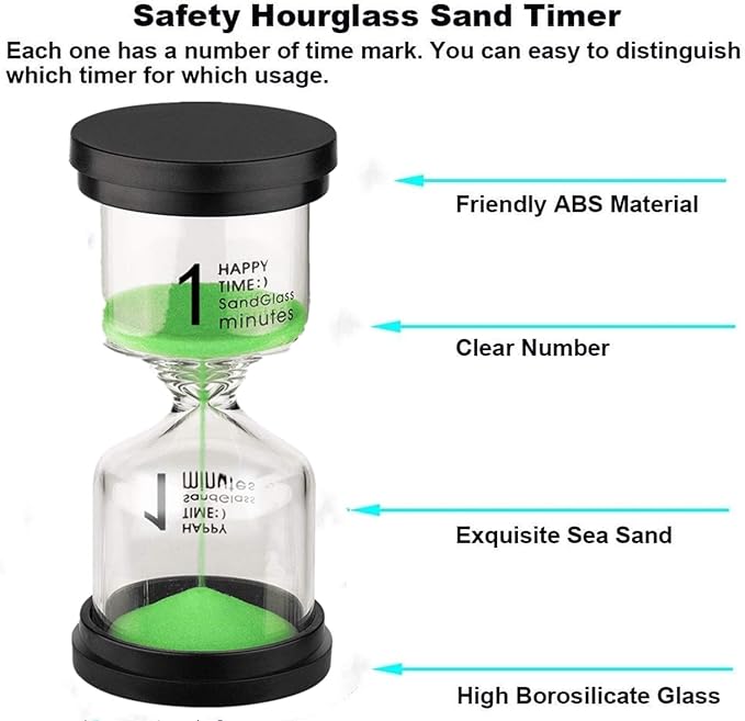 SuLiao Timer 1 Minute Hourglass: Green Sand Clock, Small Sand Watch 1 Min, Color Hour Glass Sandglass for Kids, Teacher, Games, Classroom, Kitchen, Decoration