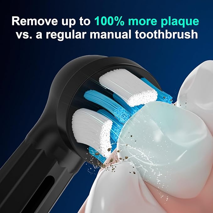 [Upgraded 2025] AmuLumon 4-Pack Ultra-Soft Toothbrush Heads for Oral-B iO Series (iO3/iO4/iO5/iO6/iO7/iO8/iO9/iO10) – Gentle Gum Care, Hygienic Travel-Ready Replacement Brush Heads (Black, 4PACK)