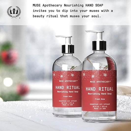 Muse Apothecary Hand Ritual - Aromatic and Nourishing Hand Soap, Infused with Natural Aromatherapy Essential Oils - 16 oz, Fresh Snow