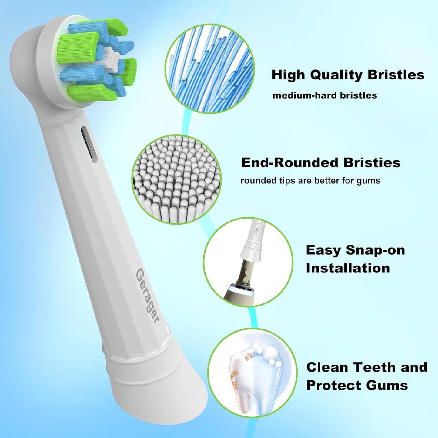 8 Pack Toothbrush Replacement Heads Compatible with Oral B iO, Toothbrush Heads Compatible with Oral B iO 3 4 5 6 7 8 9 10 Series Electric Toothbrushes, White