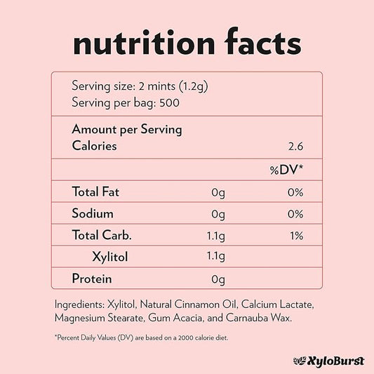 Xylitol Mints | Sugar Free Breath Mints for Oral Health | Gluten Free, Vegan, Keto Friendly | Aspartame Free | Cinnamon | 1000 Count Bag