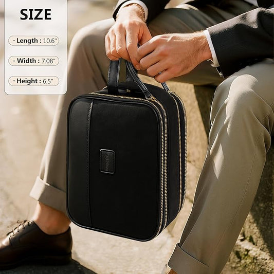 Large Mens Toiletry Travel Bag,Shaving Bag for Toiletries,Hygiene Bag for Men Toiletries Accessories (Black)