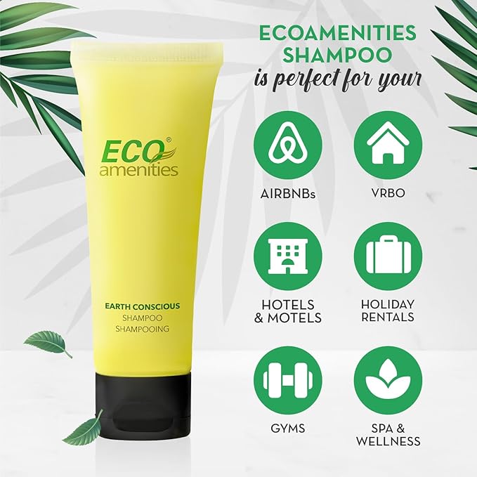 ECO amenities Shampoo Travel Bulk - 1 fl oz (30 ml) - 200 Count Clear Flip Cap Tubes - Hotel Shampoo Bulk Supplies & Eco-Friendly Toiletries - Green Tea Scent