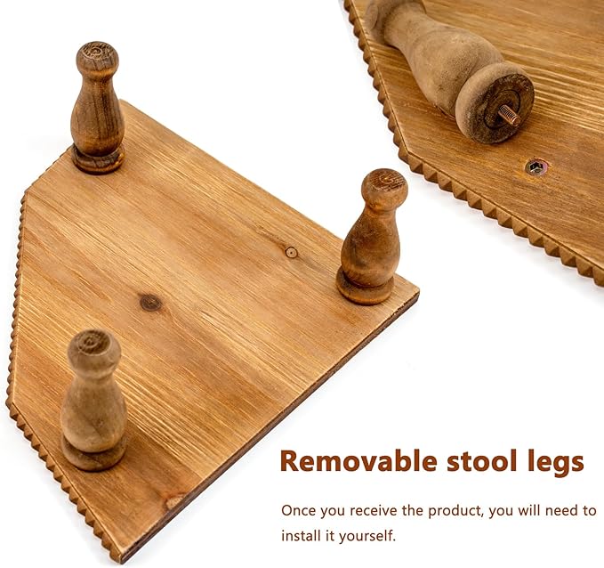 Wood Corner Counter Shelf Framehouse Decorative Tray Stand for Kitchen Bathroom Riser Organizer Coffee Bar Display Shelf with Detachable Legs (Lightbrown)