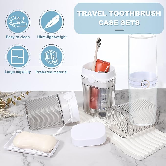 uxcell 1Pcs Travel Toothbrush Case, Portable Travel Toothbrush Holder with Cover, Toothbrush and Toothpaste Container for Bathroom, Gym,Business Trip, Camping (Transparent)