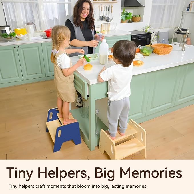 Wingyz Toddler Step Stool with Handles, Wooden Step stools for Kids, Durable 3-Level Height Adjustable Stepstool for Bathroom Sink, Kitchen, Bedroom,Potty Training