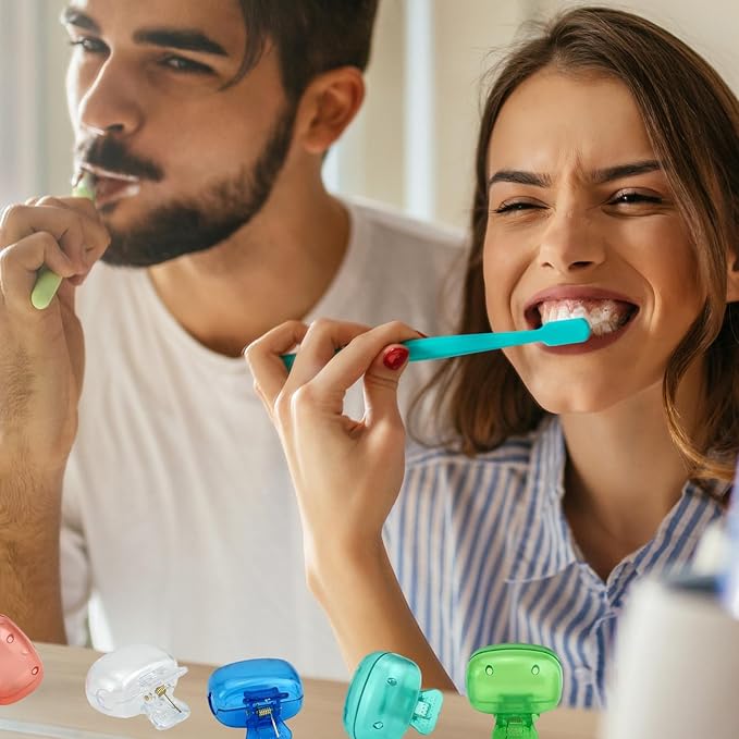 Zoyiancy 10pcs Toothbrush Cover, Toothbrush Protector Case, Travel Tooth Brush Head Pod Case, Toothbrush Cap Plastic Clip for Household Bathroom School(10 Colors)