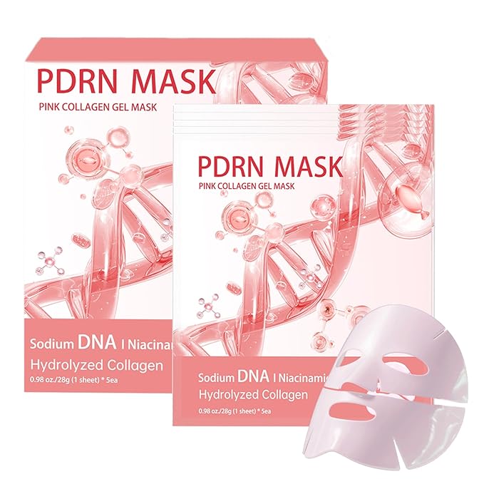 5 Pack Salmon DNA PDRN Pink Collagen Gel Face Mask, Overnight Hydrogel Real Deep Mask Korean Skincare - Enhancing Recovery for All Skin Types and Radiance Boost, elasticity, hydrating, firming