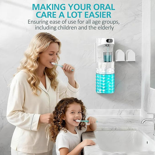 Automatic Mouthwash Dispenser for Bathroom,20.29 oz Mouth Wash Dispensers Bathroom Accessories Set with Magnetic Cups,4 Modes Wall Mounted Touchless Electric Mouthwash Dispensers for Home & All Ages