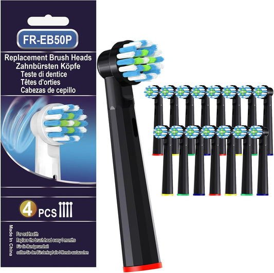 16 Pcs Replacement Toothbrush Heads Compatible with Braun Oral B Pro 1000/7000/9600/5000/3000, Precision Senesitive Brush Heads Refills for Genius X and Smart 1500 Electric Toothbrush (Black)