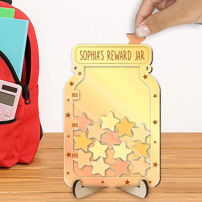 Custom Reward Jars for Kids - Magnetic Reward Jar for Classroom Behavior – Incentive Jar with Stars for Teachers & Kids – Class Rewards Chart, Potty Training, Behavior Management Tool, TT05