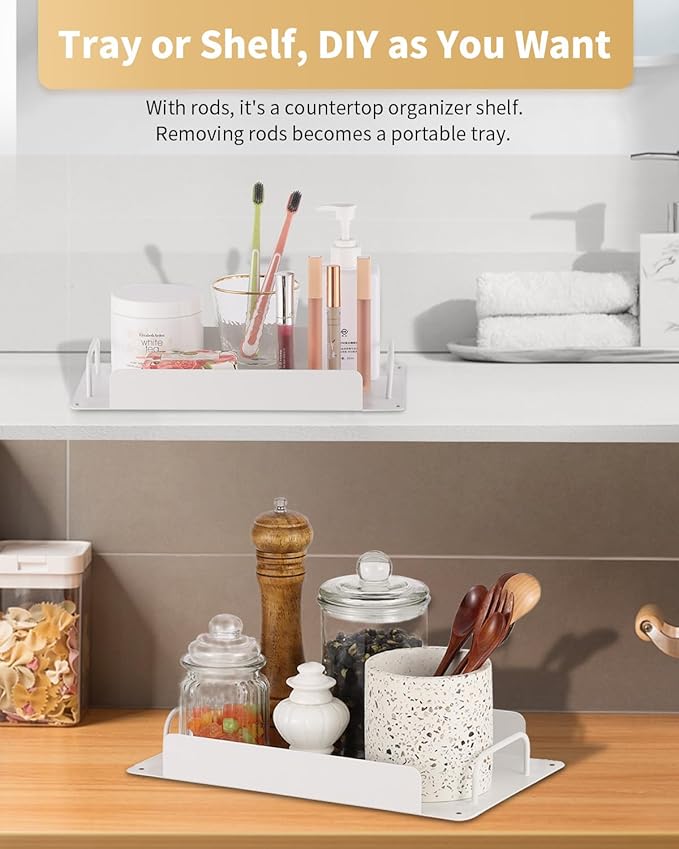 KATHY&BOB Bathroom Countertop Organizer, Make-up Desk Organization, Dressing Shelf Desktop Storage for Bathroom Cosmetic Dorm Kitchen Living Room, Multipurpose Cubicle Display Rack (White, 3 Tiers)