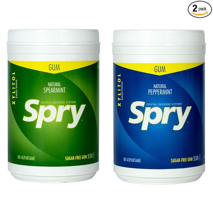 Spry Fresh Natural Xylitol Chewing Gum Dental Defense System - Aspartame-Free, Sugar-Free, Non-GMO, Gluten-Free (Variety Pack, 550 Count - Pack of 2)