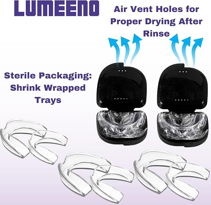 Mouth Guard for Grinding Teeth at Night – Custom Fit Night Guards for Teeth Grinding with 8 Trimmable Dental Guards and 2 Travel Cases