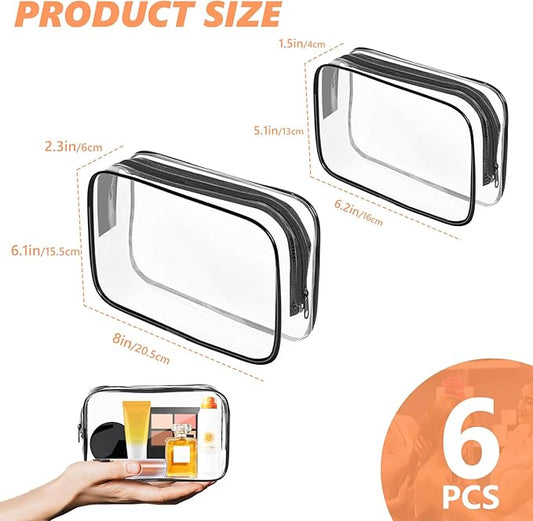 AURUZA Clear Makeup Bag,Portable Travel Toiletry Bags with Zipper, TSA Approved Clear Organizer Bags, PVC Cosmetic Pouch for Airport Airline Compliant