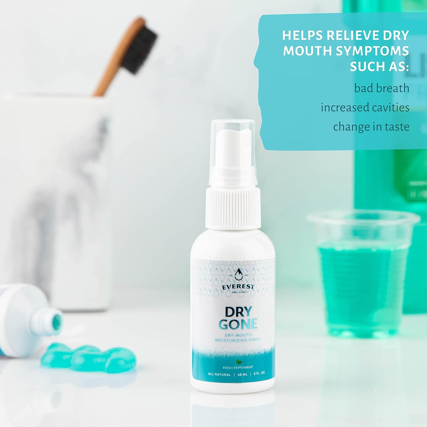 Natural Dry Mouth Moisturizing Spray | Dry Gone Throat Moisturizer | Relief from Cotton Mouth with Herbal Extracts (2 Fl Oz (Pack of 2))