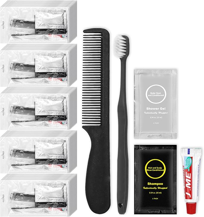 Toiletry Kits Disposable Travel Size Personal Hygiene Kits for Homeless Care Package Supplies in Bulk Toiletries Set Essential Women Men Hotel Guest Charity,Camping,Travel, Apartment 5 in 1(60 Pack)