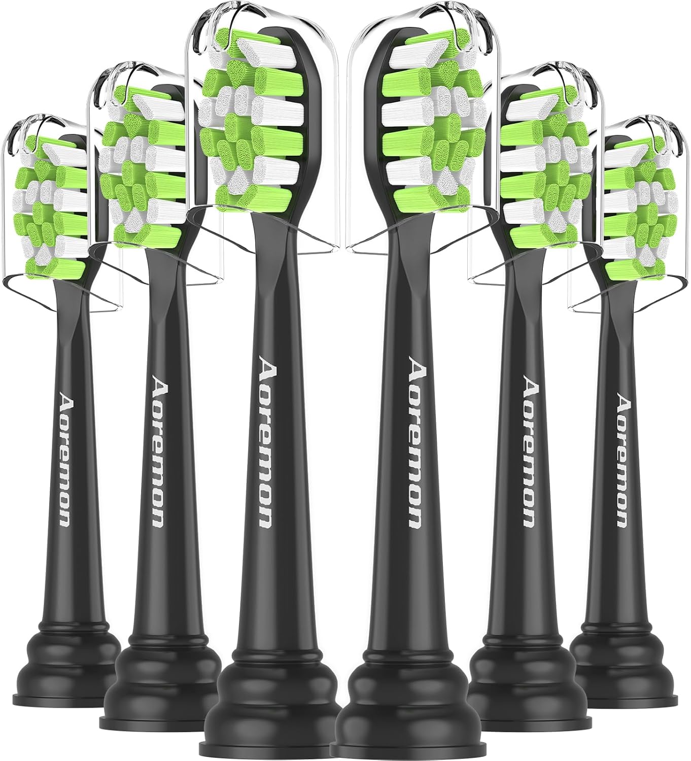 Aoremon Toothbrush Replacement Heads for Philips Sonicare DiamondClean Series 2/3 EasyClean ProtectiveClean FlexCare HwalthyWhite, 4100/5100/6100, C1/C2/G2/G3-6 Pack, Black