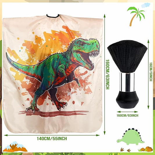 FEBSNOW Kids Hair Cutting Cape,Professional Kids Barber Cape and Neck Duster Brush Cartoon Hairdresser Apron with Adjustable Closure for Children Salon Barber Supplies for Kids & Adults 55x39 Inches