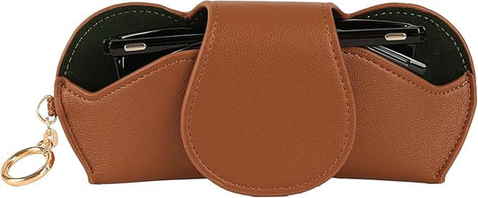 KINIVA Sunglasses Holder for Car Visor with Hanging Hook Portable Leather Glasses Storage Bag with Detachable Clips