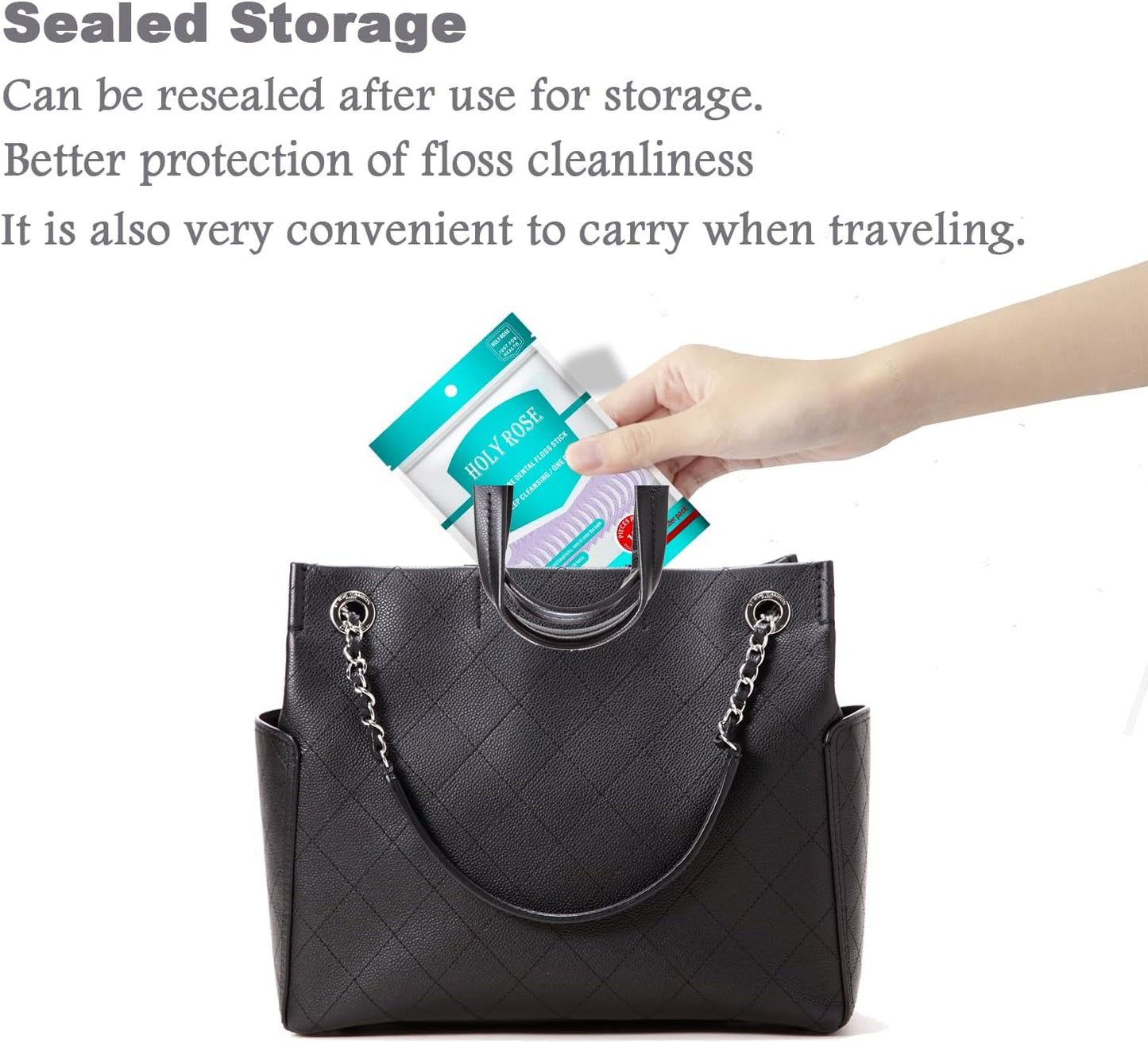 Holy rose Twin Line Dental Floss Picks with Mint Flavor - Dual Cleaning, Adult-Friendly End Toothpicks - 200 Count Flossers is Travel Oral Care Kit Cleaning Tool for Teeth.